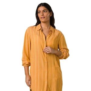 Prana XS Beach Cover Gold Yellow Button Up